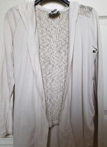 Lucky Brand cream knit hooded cardigan S